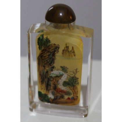 Glass snuff bottle, painted on the inside, by  Moinat SA  - Antiques and decorative items
