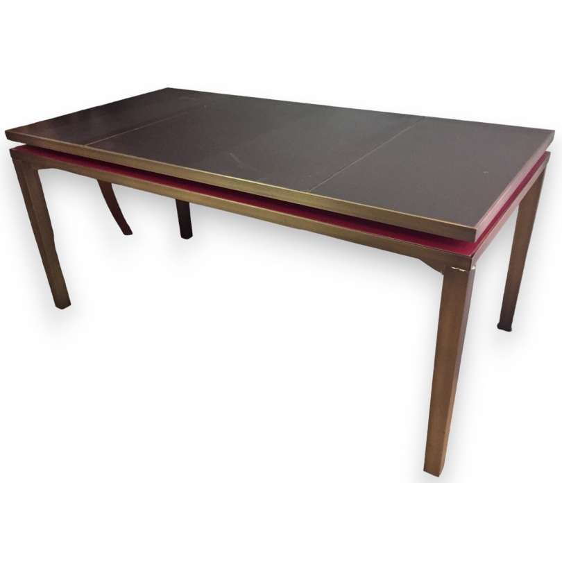  Table basse en bronze plateau en cuir noir sur  Moinat SA  - Antiquités décoration