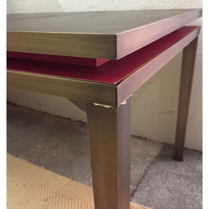  Table basse en bronze plateau en cuir noir sur  Moinat SA  - Antiquités décoration