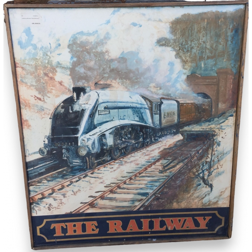 Panneau double face en tôle peinte "The Railway"