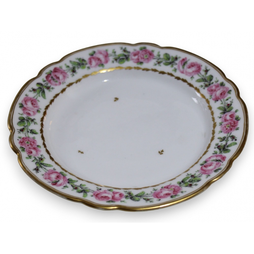 Assiette à dessert en porcelaine de Nyon \"Roses\"