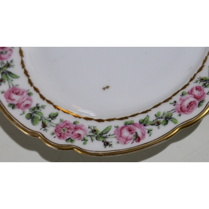 Assiette à dessert en porcelaine de Nyon \"Roses\"