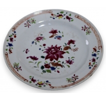 Assiette en porcelaine chinoise "Fleurs" (cheveu)