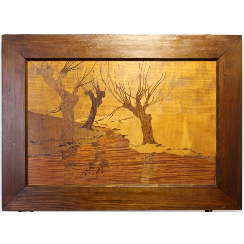  Panneau marqueté "Paysage" sur  Moinat SA  - Antiquités décoration