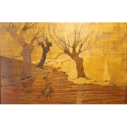  Panneau marqueté "Paysage" sur  Moinat SA  - Antiquités décoration