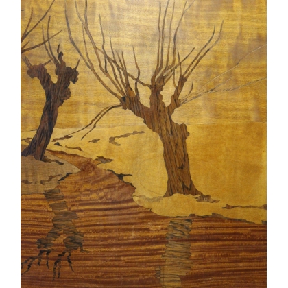  Panneau marqueté "Paysage" sur  Moinat SA  - Antiquités décoration