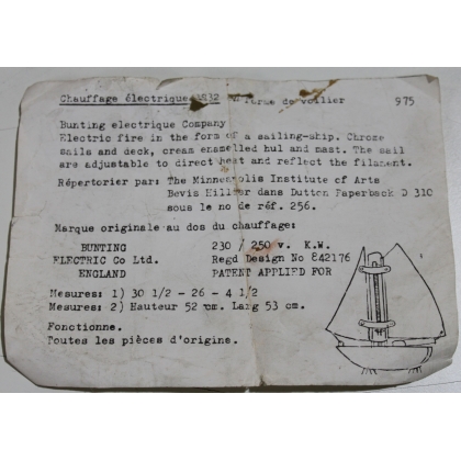 "Voilier" electric heater by BUNTING at Moinat SA – Antiques and home décor