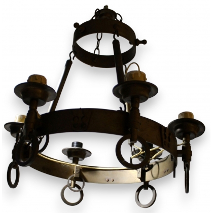 Lustre couronne en laiton à 6 lumières