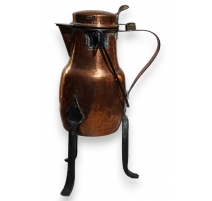 Grand coquemard en cuivre et fer forgé