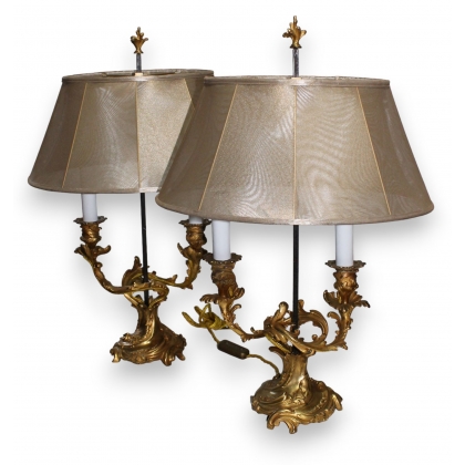 Pair of Louis XV two-candle candlesticks by Moinat SA – Antiques and home décor