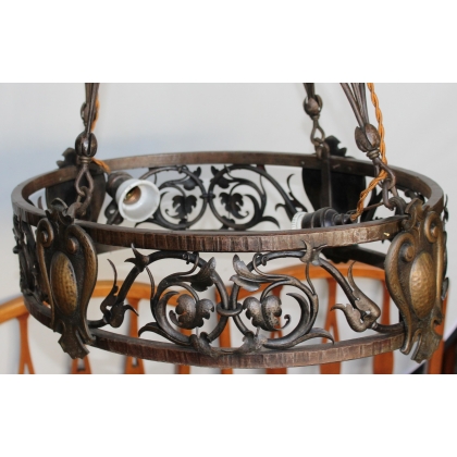 Wrought-iron and bronze chandelier at  Moinat SA  - Antiques and home décor