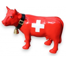 Vache en résine "Drapeau Suisse"
