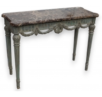 Console style Louis XVI peinte gris dessus marbre