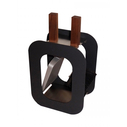 Outils de cheminée \"Cube\" balayette et pelle
