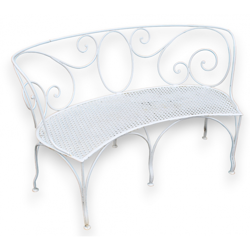White MALMAISON curved wrought-iron sofa at Moinat SA – Antiques and home décor