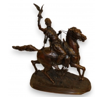 Bronze "Fauconnier arabe à cheval" signé P.J. MÈNE