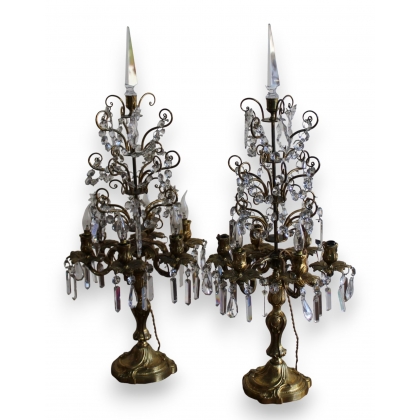 A pair of six-light candelabra in gilded bronze by  Moinat SA  - Antiques and home décor