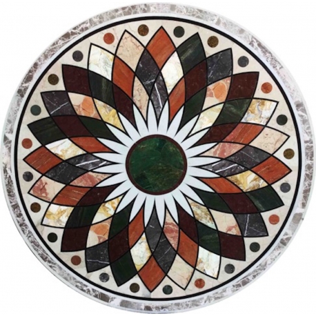  Plateau rond en marqueterie de marbre sur  Moinat SA  - Antiquités décoration