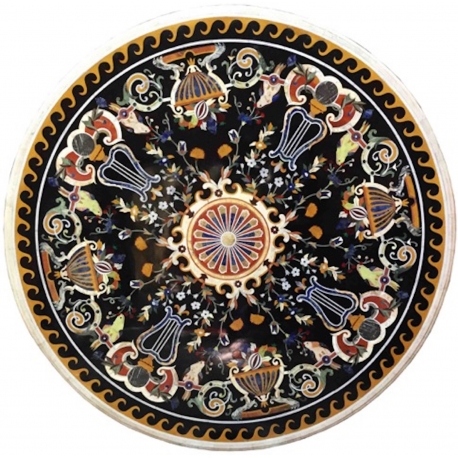  Plateau rond en pietra dura sur  Moinat SA  - Antiquités décoration