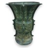 Paire de cache-pots ronds en bronze vert