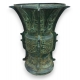 Paire de cache-pots ronds en bronze vert