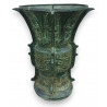 Paire de cache-pots ronds en bronze vert