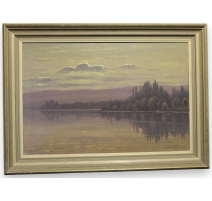 Tableau "Bord du lac à St.Prex" signé A. DUPLAIN