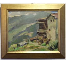 Huile sur panneau "Valais", signé AF DUPLAIN
