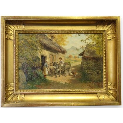 Tableau \"La visite\" signé GRISON