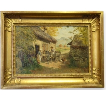 Tableau "La visite" signé GRISON