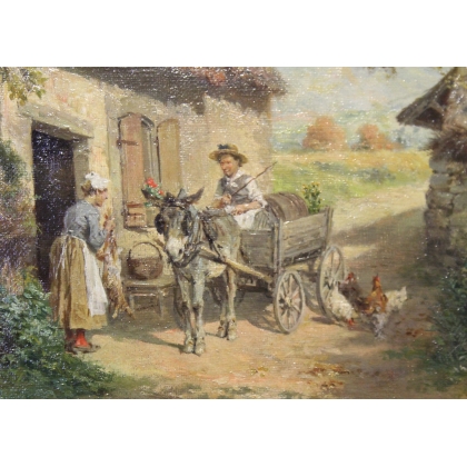 Paintings | Painting entitled ‘La visite’ by GRISON Moinat SA  – Antiques and home décor