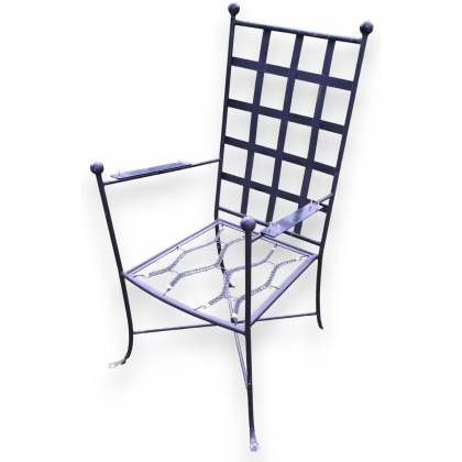  Fauteuil de jardin en fer forgé noir sur  Moinat SA  - Antiquités décoration