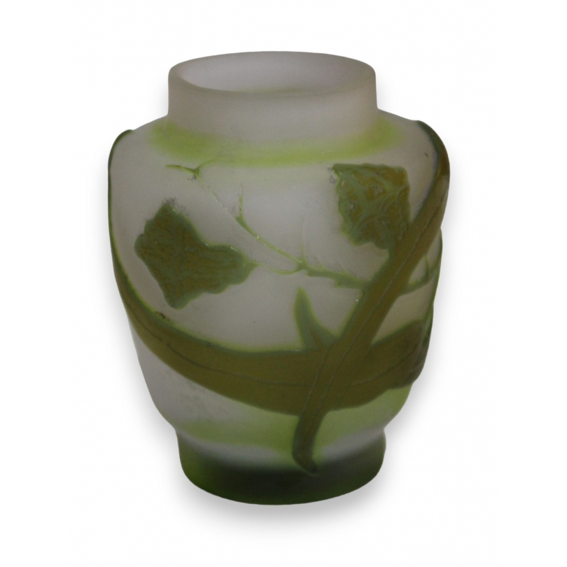 Petit vase signé GALLÉ* décor feuilles vertes sur  Moinat SA  - Antiquités décoration