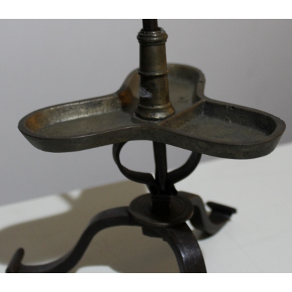  Porte chandelles en fer forgé et bronze à 3 bras sur  Moinat SA  - Antiquités décoration