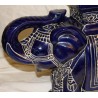 Paire d\'éléphants en céramique vernissée bleu