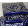 Paire d\'éléphants en céramique vernissée bleu