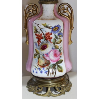  Lampe Louis-Philippe en porcelaine décor fleurs sur  Moinat SA  - Antiquités décoration