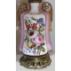 Lampe Louis-Philippe en porcelaine décor fleurs