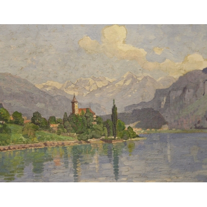 Paintings | Painting entitled ‘Brienz’ by J. KEISER, Moinat SA  – Antiques and home décor