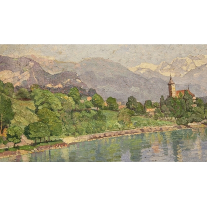 Paintings | Painting entitled ‘Brienz’ by J. KEISER, Moinat SA  – Antiques and home décor