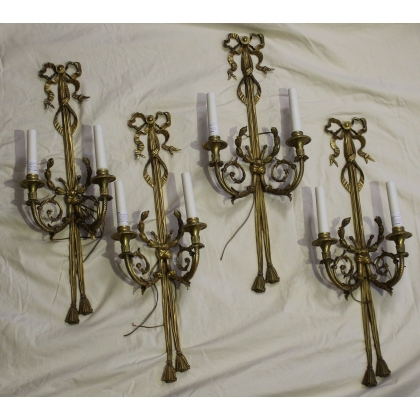 Set of 4 Louis XVI-style wall lights, each with 2 bulbs, by Moinat SA – Antiques and home décor