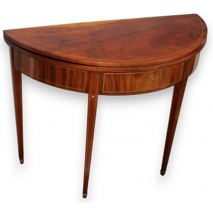  Table portefeuille demi-lune anglaise en acajou sur  Moinat SA  - Antiquités décoration