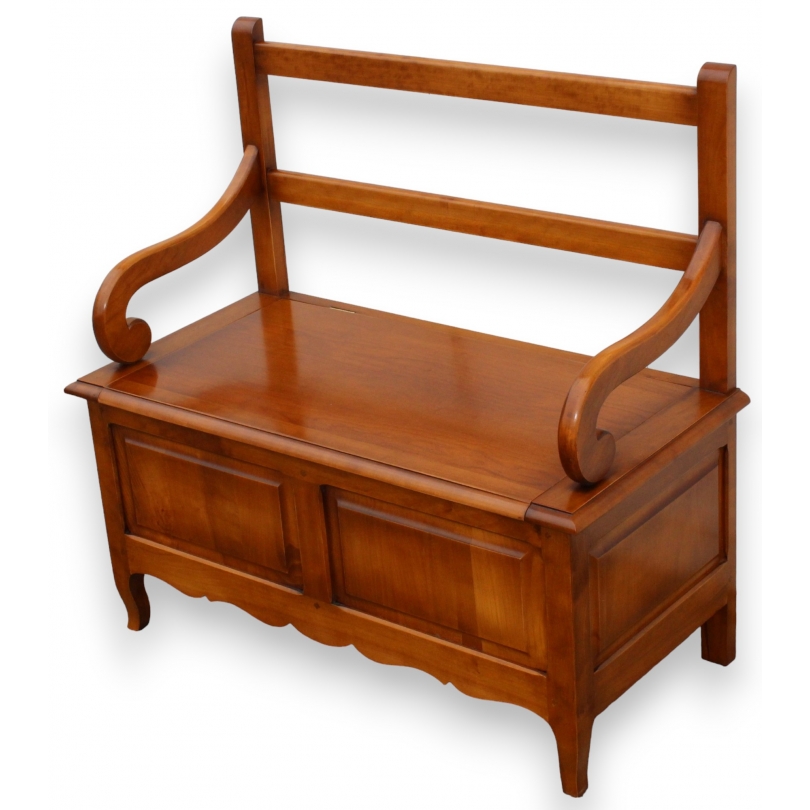 Banc-coffre style Louis XV en merisier