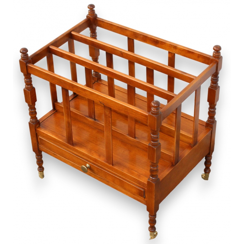 Cherry wood newspaper rack with a drawer at  Moinat SA  - Antiques and home décor
