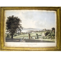 Gravure aquarellée "Morges" par FERRIÈRE