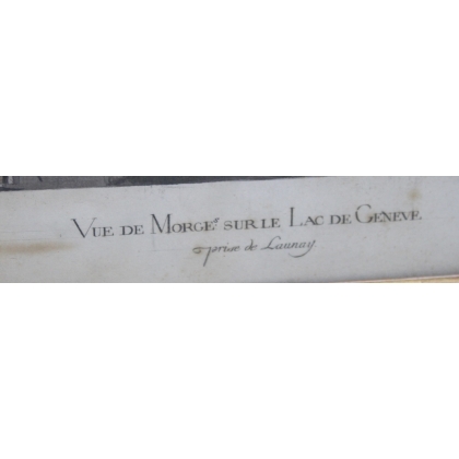 Watercolour engraving ‘Morges’ by FERRIÈRE, published by Moinat SA – Antiques and decorative items – Engravings, lithographs