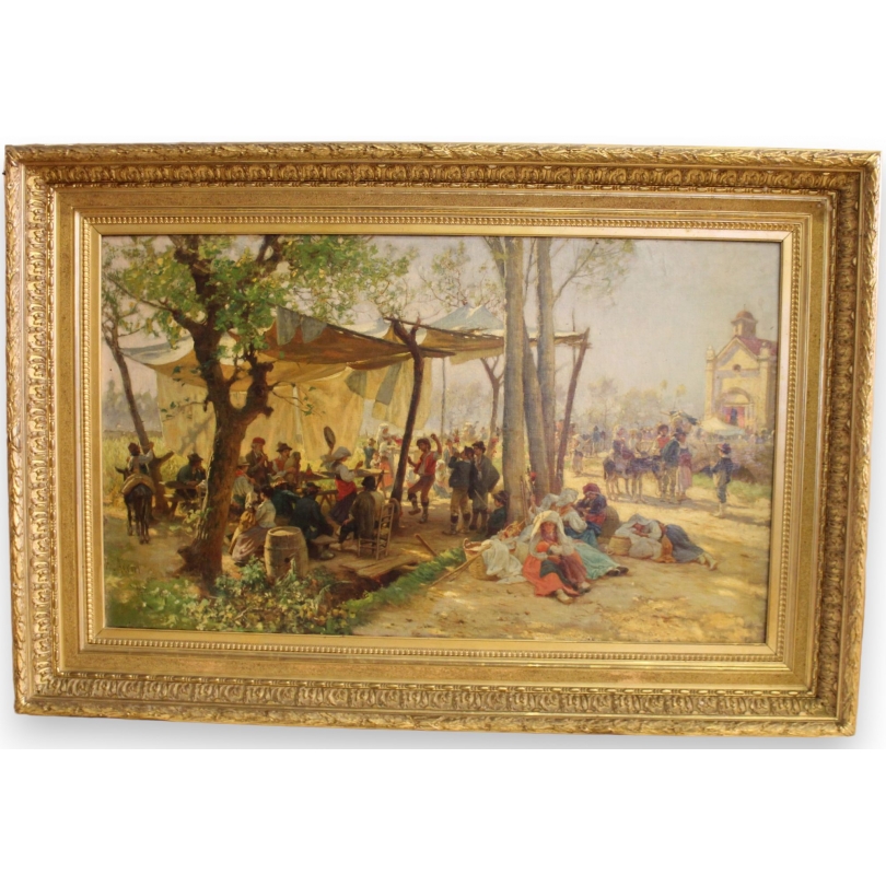 Paintings | Painting entitled ‘Village Celebration’ by AERNI Moinat SA  – Antiques and home décor