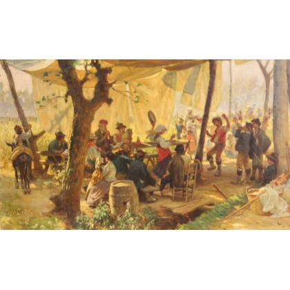 Paintings | Painting entitled ‘Village Celebration’ by AERNI Moinat SA  – Antiques and home décor