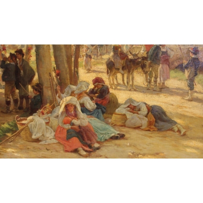 Paintings | Painting entitled ‘Village Celebration’ by AERNI Moinat SA  – Antiques and home décor