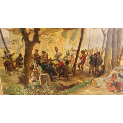 Paintings | Painting entitled ‘Village Celebration’ by AERNI Moinat SA  – Antiques and home décor